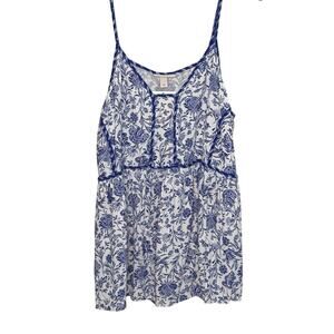 Nwt Knox Rose blue white floral tank size Large